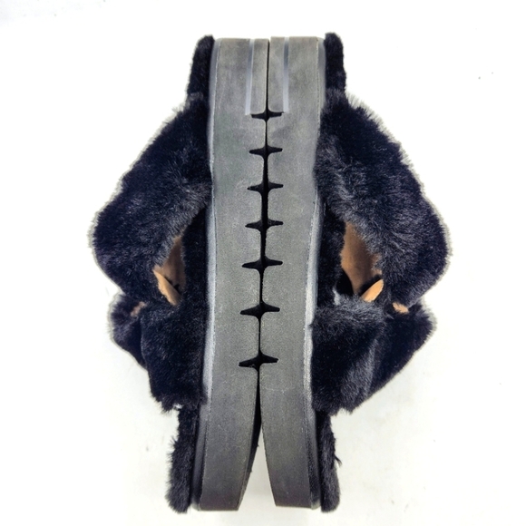 STUART WEITZMAN Roza Faux Fur Wedge Slides In Black Size 11.5 B - Picture 4 of 12